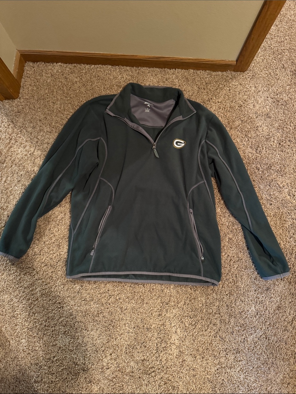 Antigua Green Bay Packers Dark Green 1/4 Zip Pullover